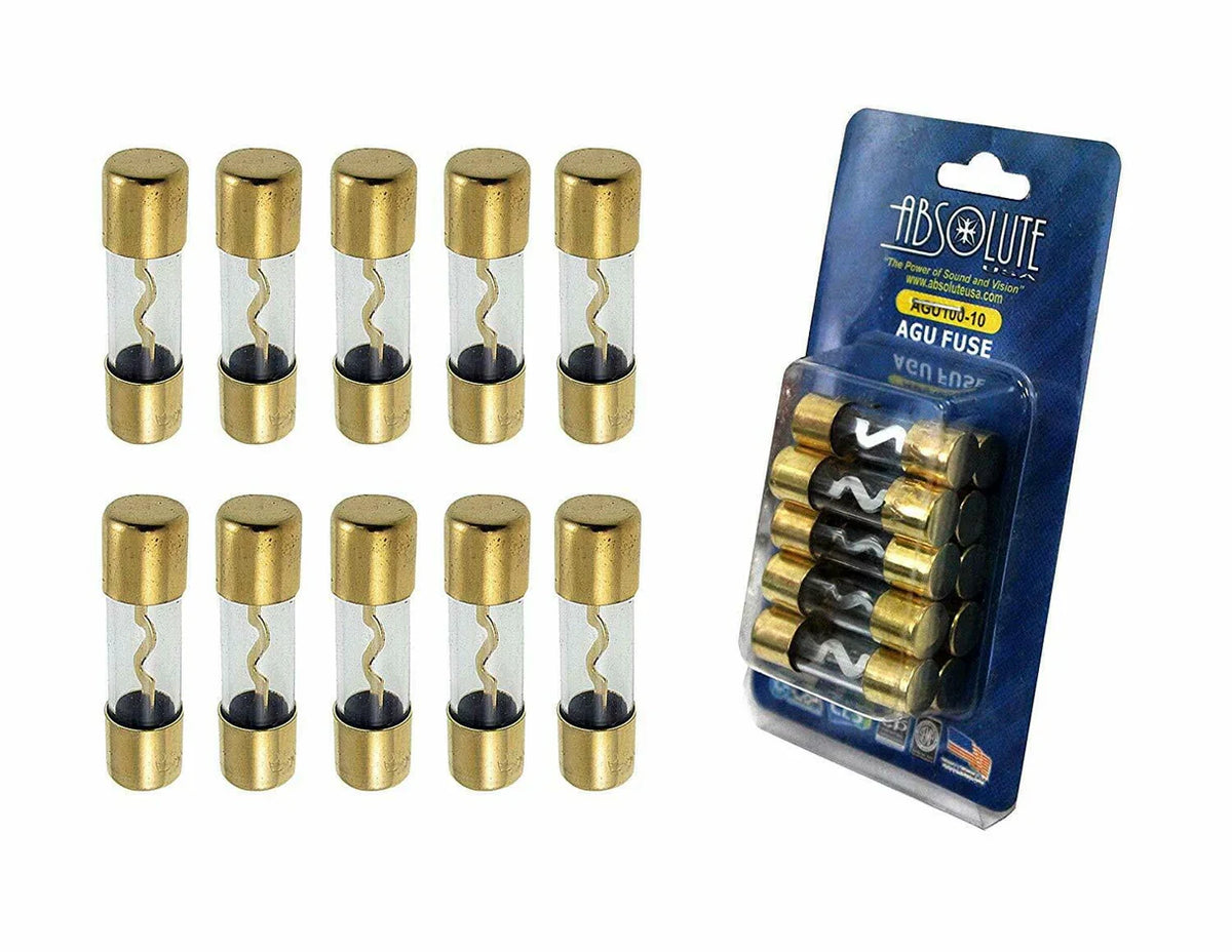 Absolute AGU250-10 250 Amp Gold-Plated AGU Glass Fuse (10 Pack)