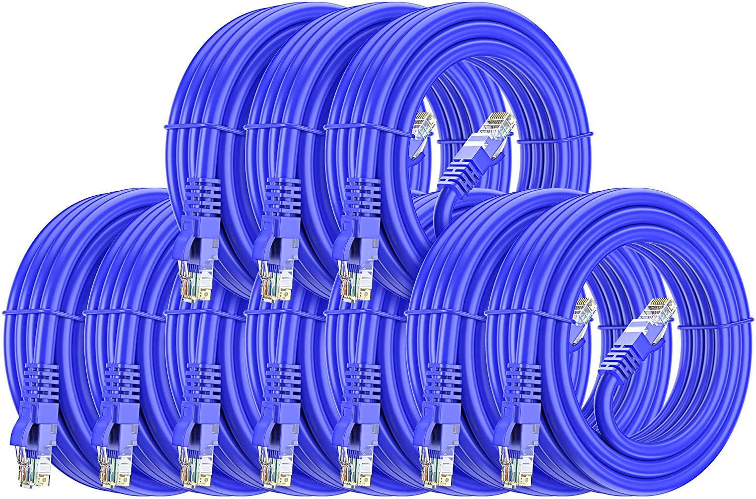 10 American Terminal EPC3BL 3' Cat6a Ethernet network patch cable RJ45 23AWG 600M solid copper wire 3' blue