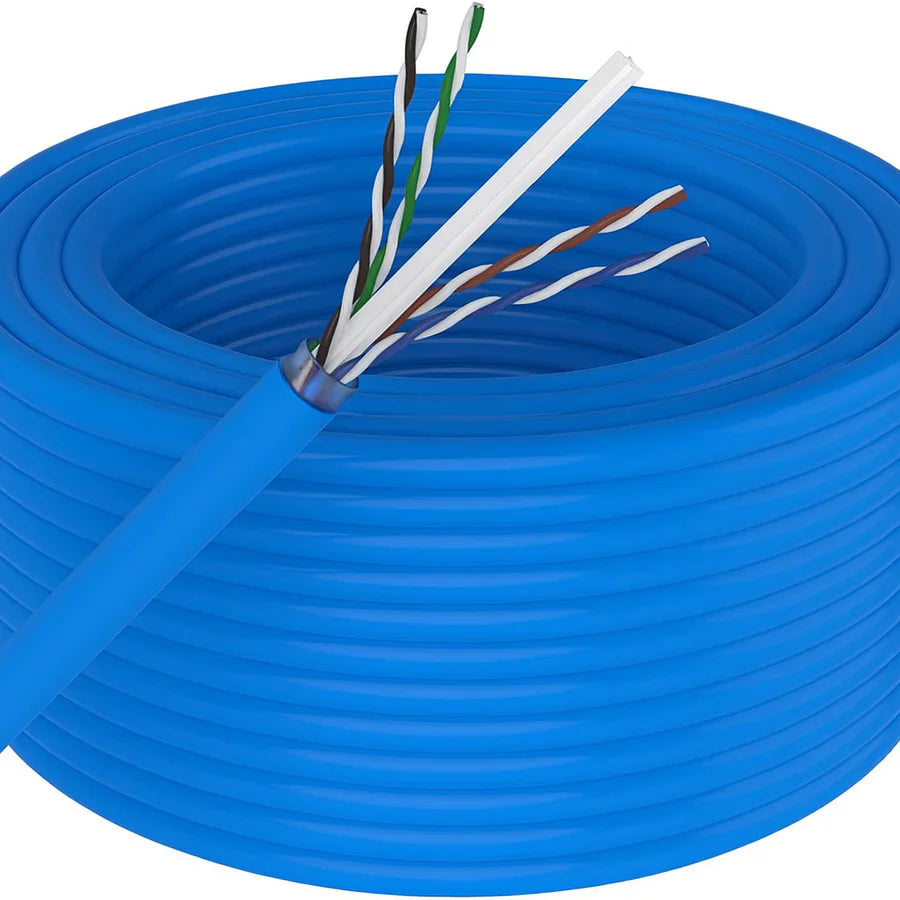 Absolute 1000' Cat6 Ethernet Blue Bulk Network Cable 23AWG 600Mhz UL Bare Solid Copper Wire UTP 1000' Blue