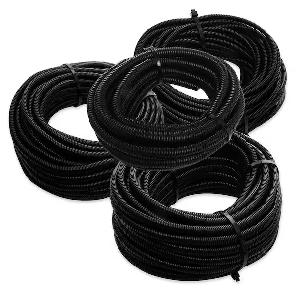 XP Audio 4-Pack 1/4", 3/8", 1/2", 3/4" x 50 Feet Each Split Wire Loom Convoluted Tubing