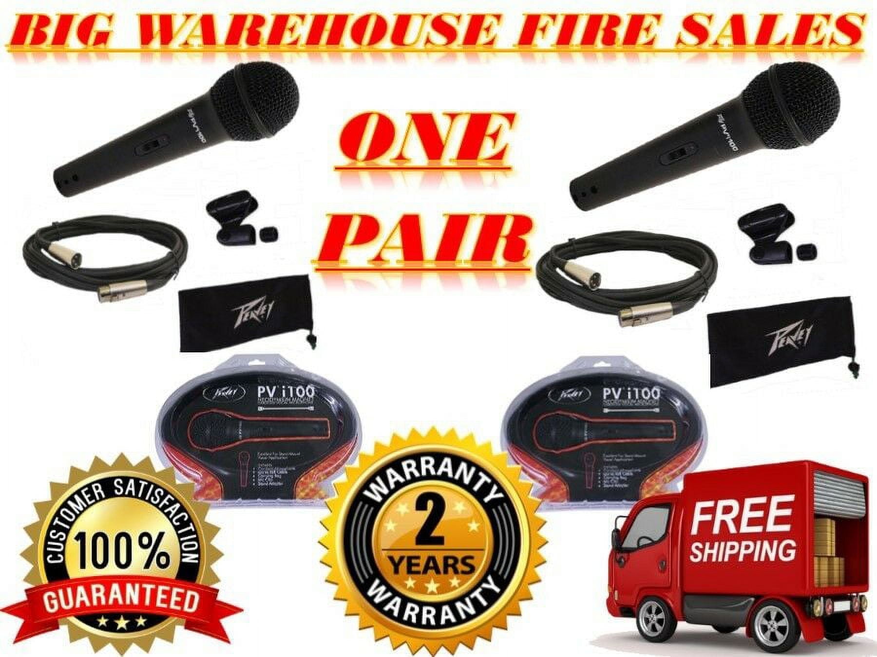 2 Peavey PVI100XLR Wired Dynamic Cardioid Vocal Microphone+Case+Mic Clip + Cable