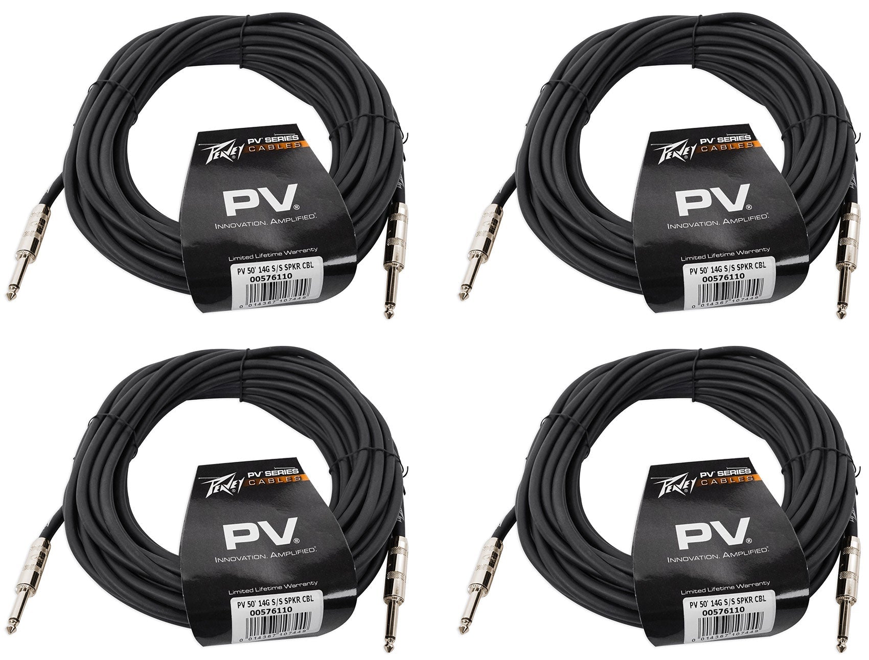 4 Peavey PV 50 Ft. 1/4" 14-gauge S/S Speaker Cable
