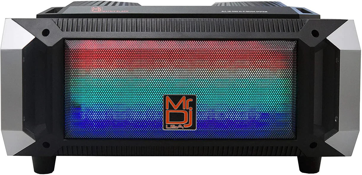 MR DJ Matrix BK 6.5" Powered Speaker, Built-in Bluetooth, USB/SD Card Reader