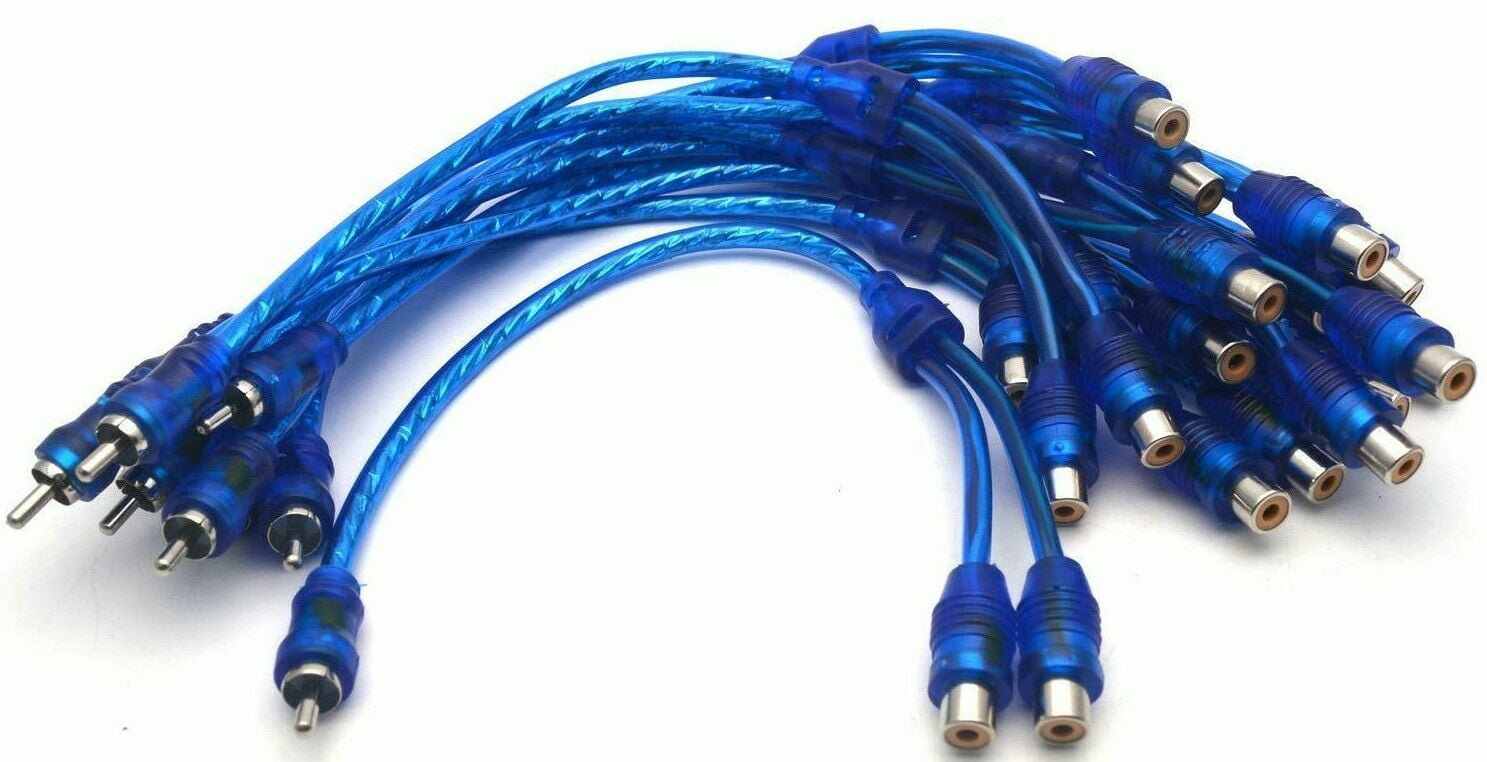 10 MK AUDIO RCA Audio Video Cable "Y" Adapter Splitter 1 Male to 2 Female Plug Cable