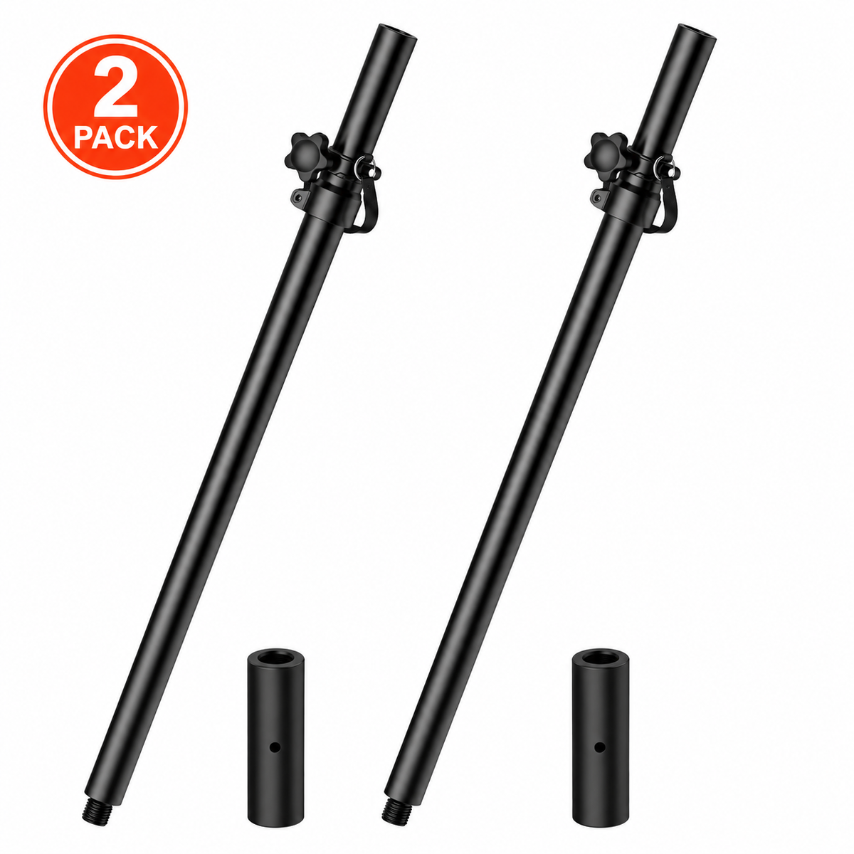 2 MR DJ SS50 Adjustable Subwoofer Speaker Pole M20 Threaded & 35mm Mount Dual 35mm/38mm