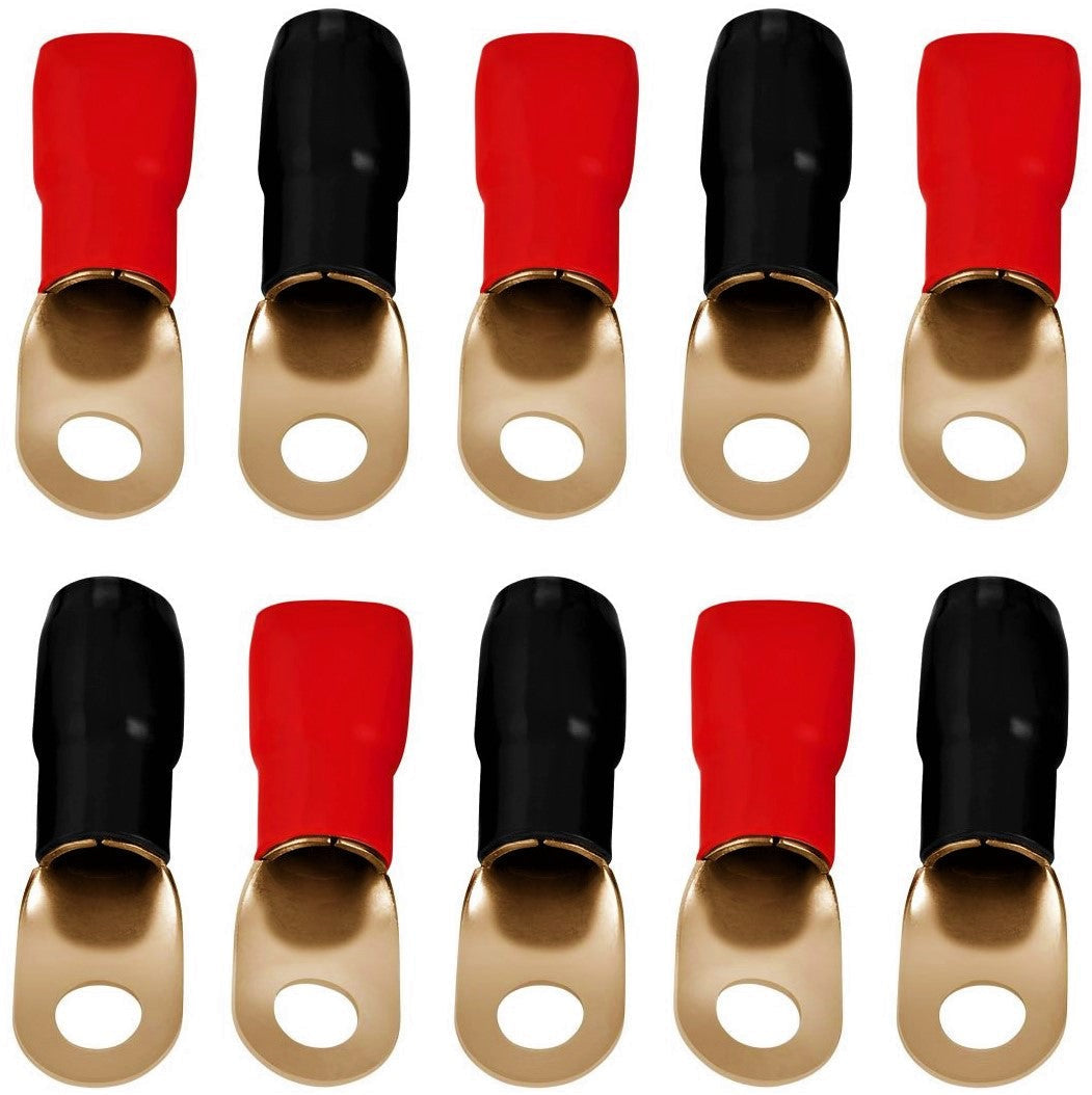Absolute GRT00100 1/0 Gauge Crimp Ring Terminals Connectors 100-Pack Red Black