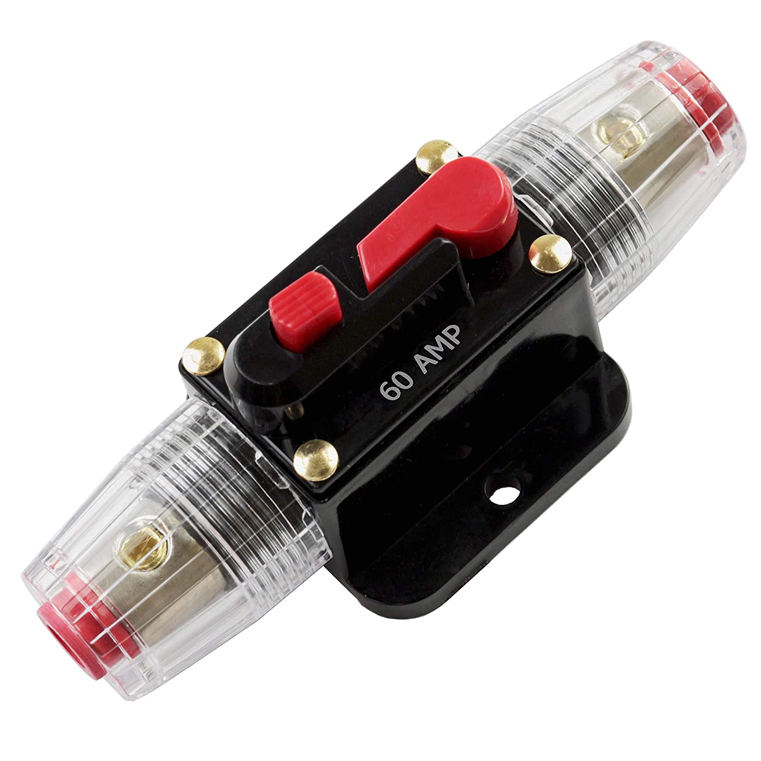 Absolute ICB60 60 Amp Circuit Breaker 4/8 AWG Inline Manual Reset Fuse Holder