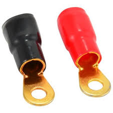 MR DJ 1/0 Gauge Ring Terminal 4 Pack 1/0 AWG Wire Crimp Cable Red/Black 5/16