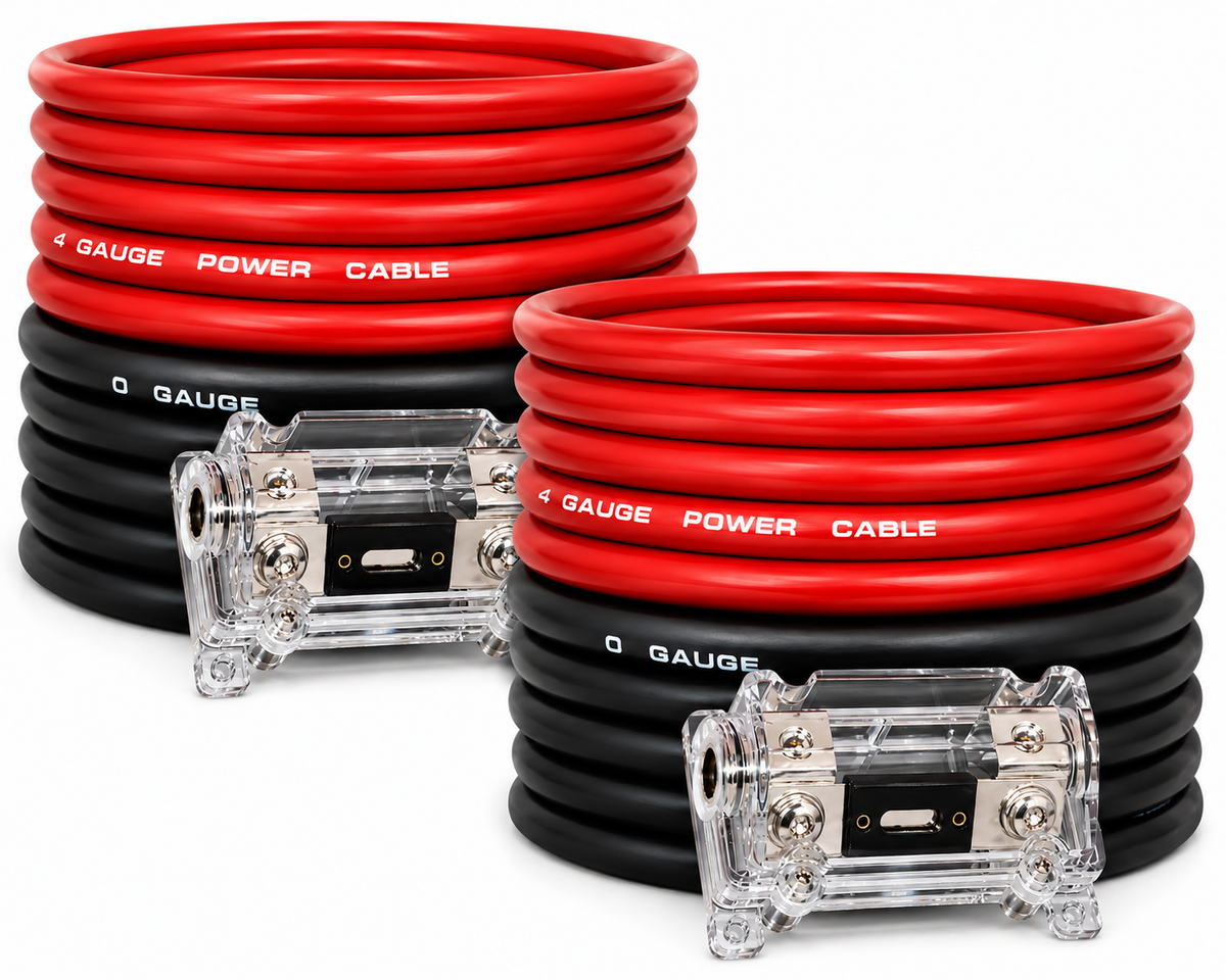 2 Absolute KIT025RB 0 Gauge 50' Red/Black Power/Ground Wire  Amplifier Amp Kit