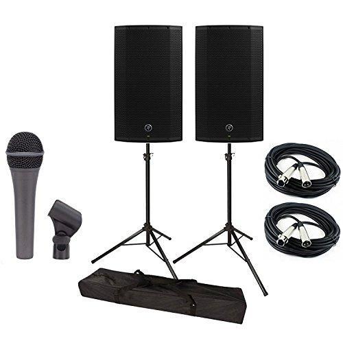 2 Mackie THUMP212 2 Thump 12" Powered Loudspeaker & Speaker Stands Bag Mic XLR Cable Bundle