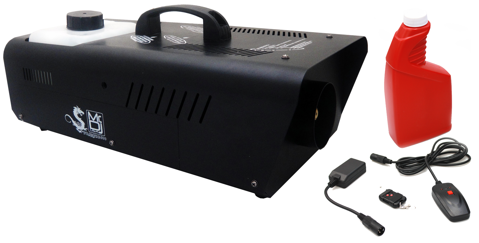 MR DJ DRAGON2500 2500W fog smoke machine with wire & wireless remote & fog fluid, quick heat-up thick fog