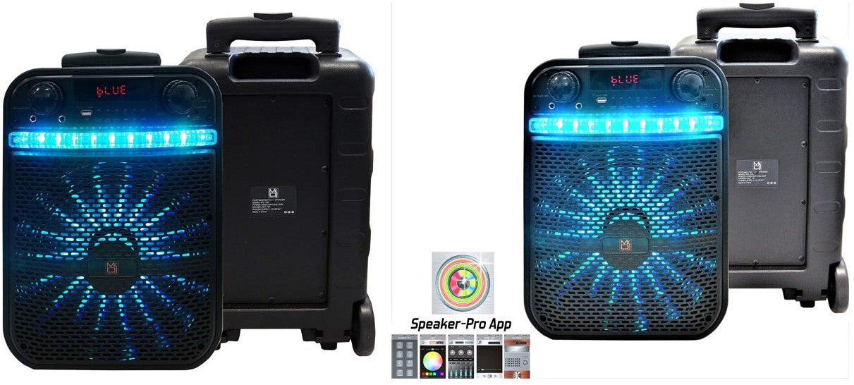 2 MR DJ AXL 10" Bluetooth Portable Speaker Bluetooth Rechargeable App Control