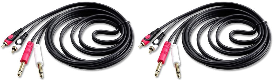 2 Mr DJ CDQR3 3 Feet Dual 1/4" TS Mono to Dual RCA Male Pro DJ PA Audio Cable
