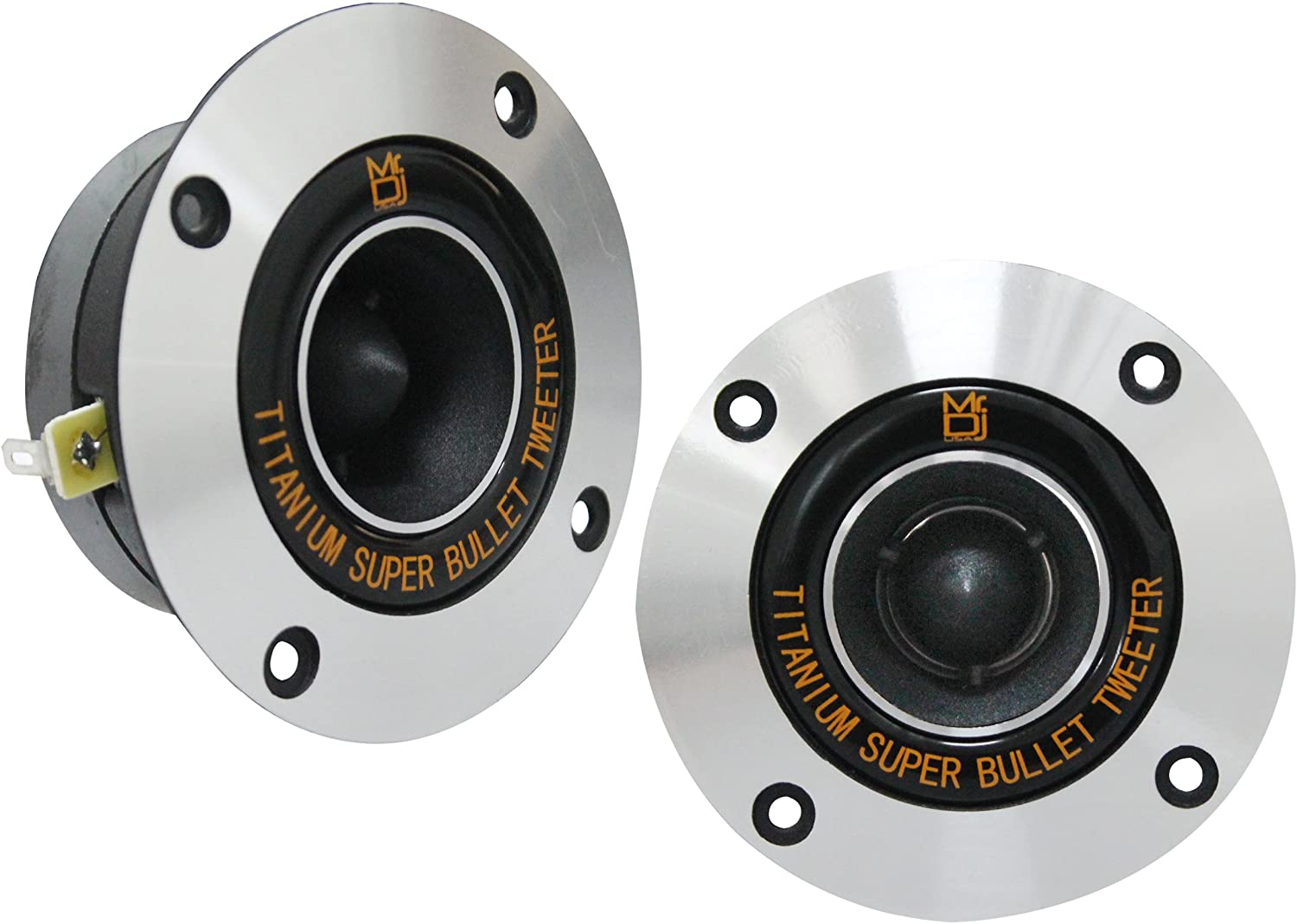 MR DJ HDT800S Pair 4" 400W Chrome High Compression Titanium Bullet Super Tweeter