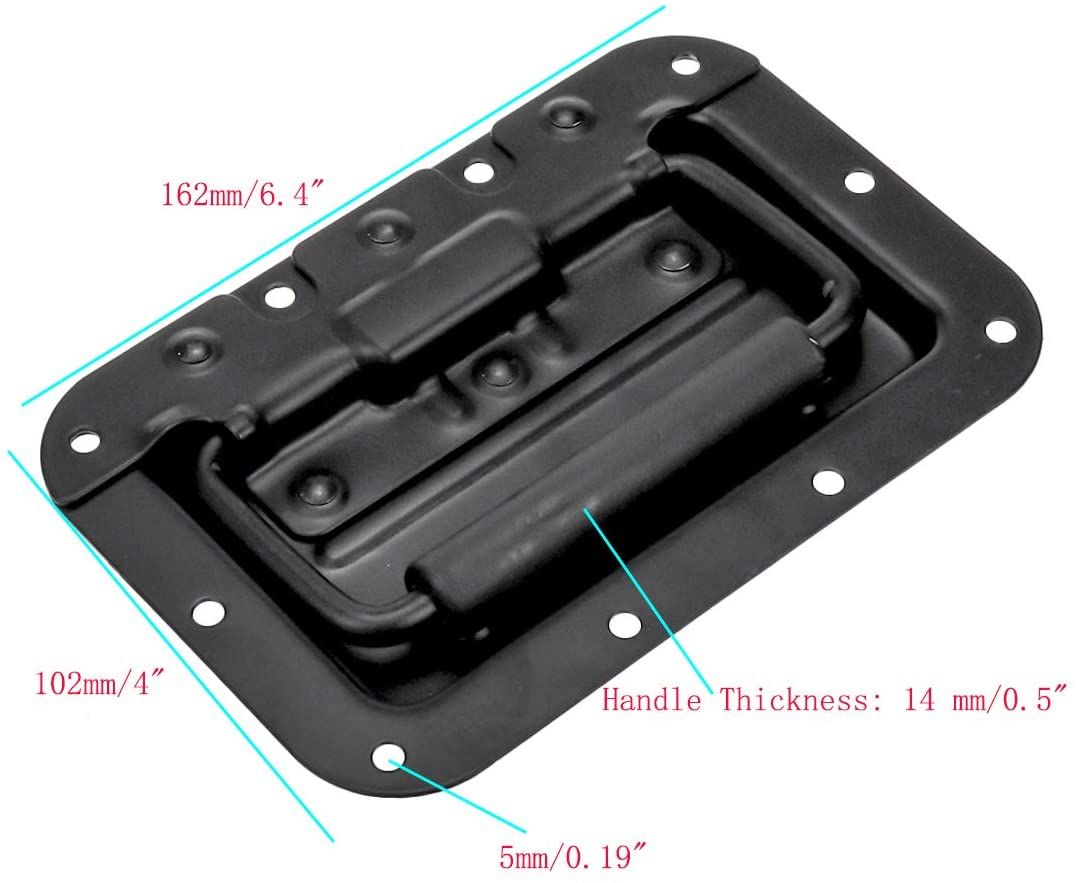 MR DJ HR100B Medium Spring Loaded Recessed Heavy Duty Black Flight Case Speaker Cabinet Road Case Handle