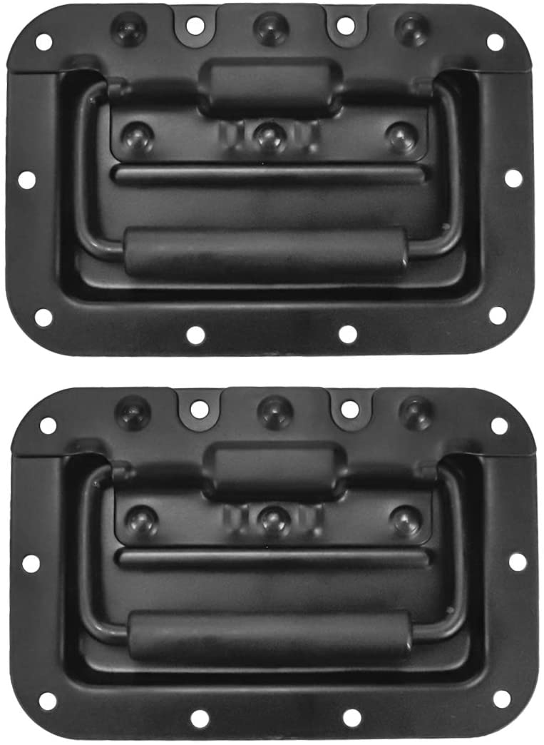 2 MR DJ HR100B Spring Loaded Recessed Handle Spring Loaded Recessed Heavy Duty Black Flight Case Speaker Cabinet Handle