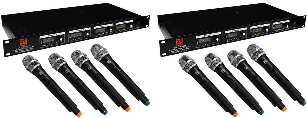 2 MR DJ MICVHF-8500 4 Channel Handheld Wireless Microphone PA/DJ/KTV/Karaoke