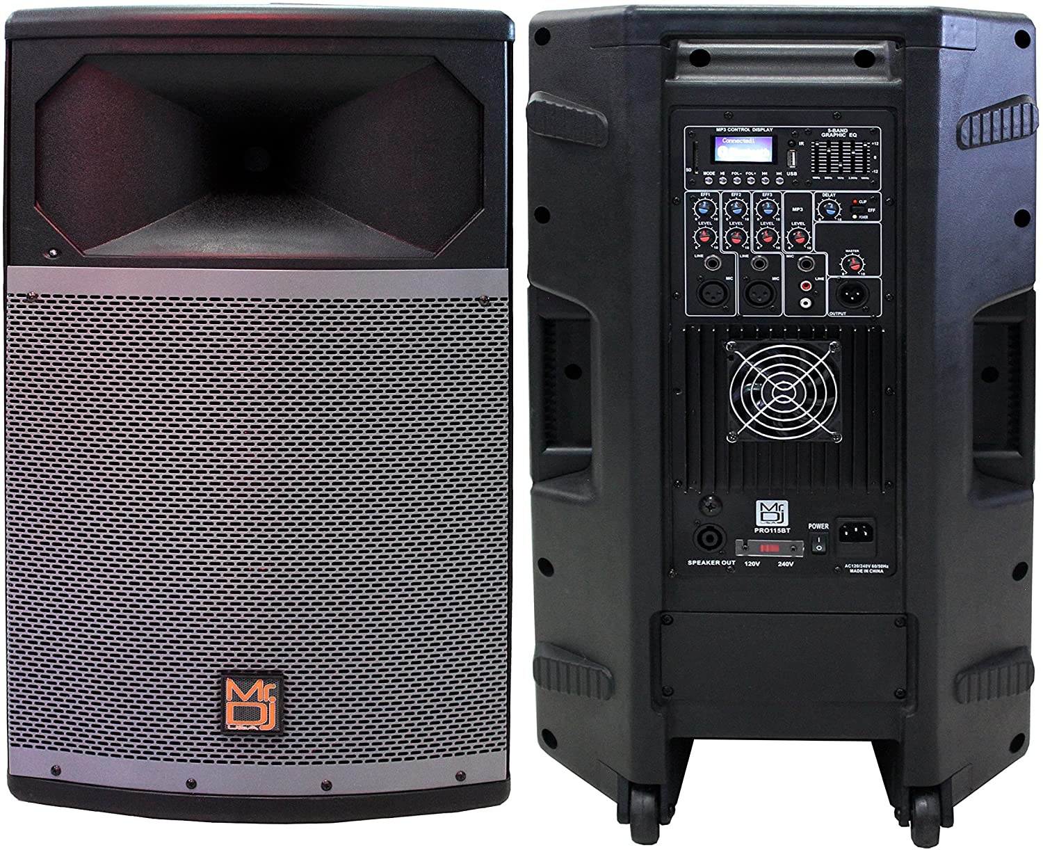 MR DJ PRO115BT PA DJ Powered Speaker PRO PA DJ 15" 2-Way Full-Range Powered/Active DJ Loudspeaker
