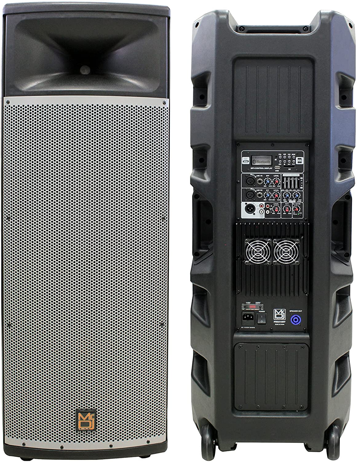 Mr Dj PRO215BT PA DJ Powered Speaker PRO PA DJ Dual 15" 3-Way Full-Range Powered/Active Loudspeaker