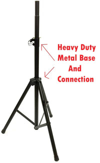 Heavy duty metal base and connection of a Stage Speaker Stand suitable for PA systems and DJs.