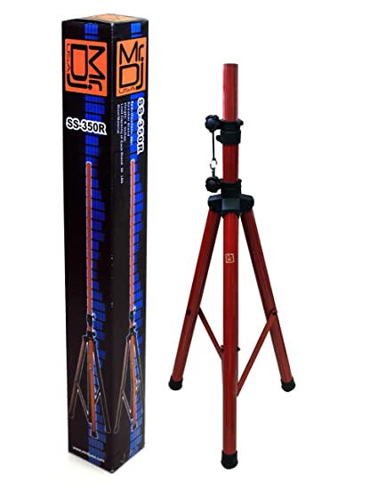 MR DJ SS350R Speaker Stand <br/> Universal Red Heavy Duty Folding Tripod PRO PA DJ Home On Stage Speaker Stand Mount Holder