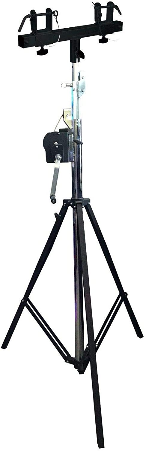 MR DJ ST200 & SBB260 Pro Lighting 12 Foot Crank Light Stand & Black Square Truss T-Bar Adapter