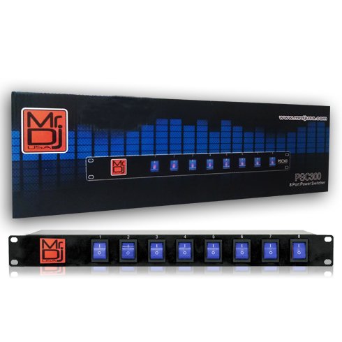 MR DJ PSC300 8 Outlets Rack Mount Power Supply AC 110V/220V Outlet Surge Protector