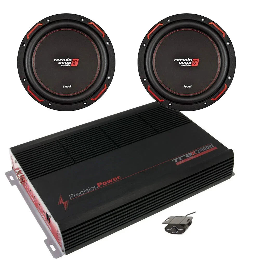 2 Cerwin Vega H7124D 12" Subwoofers 1200W + TRAX1.2000D 2000W Amplifier