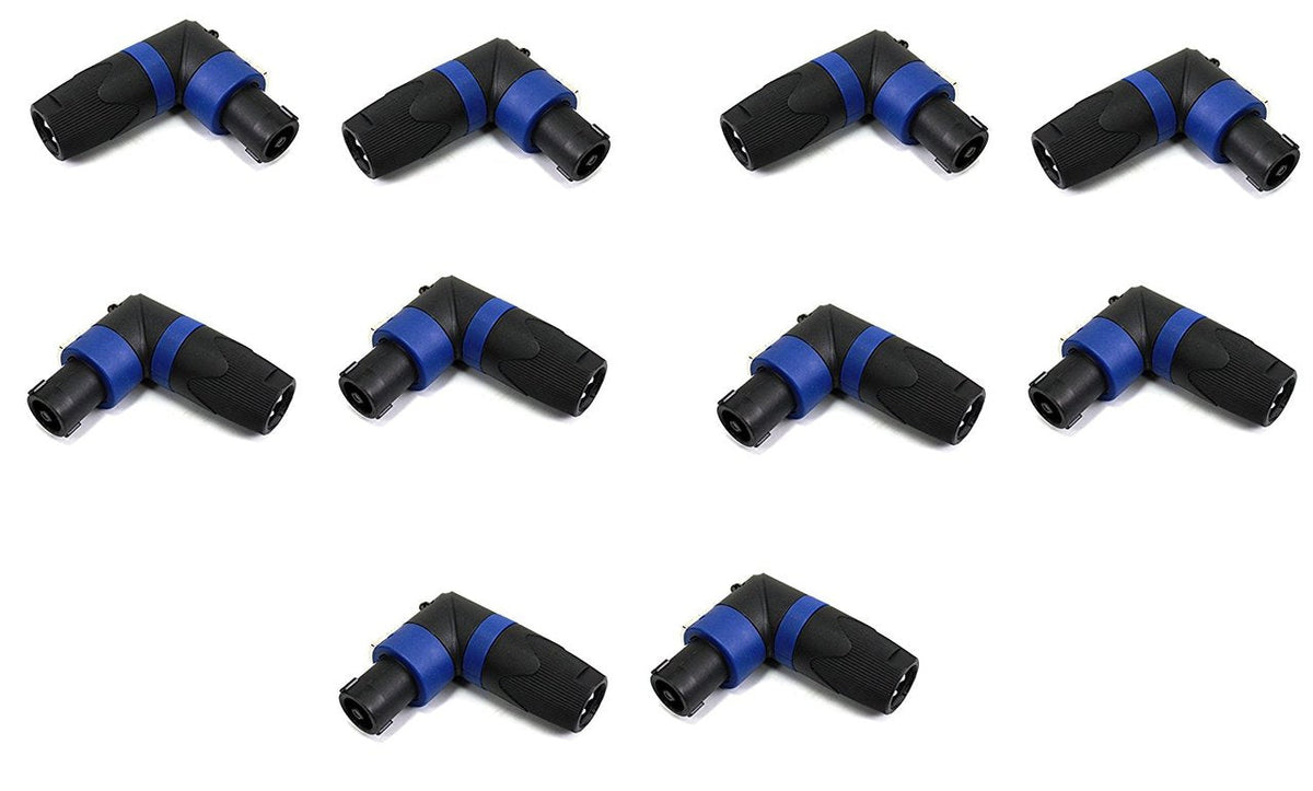 MR DJ SPAM10 10-Pack Right-Angle Speakon Compatible PA/DJ Speaker Cable Connectors