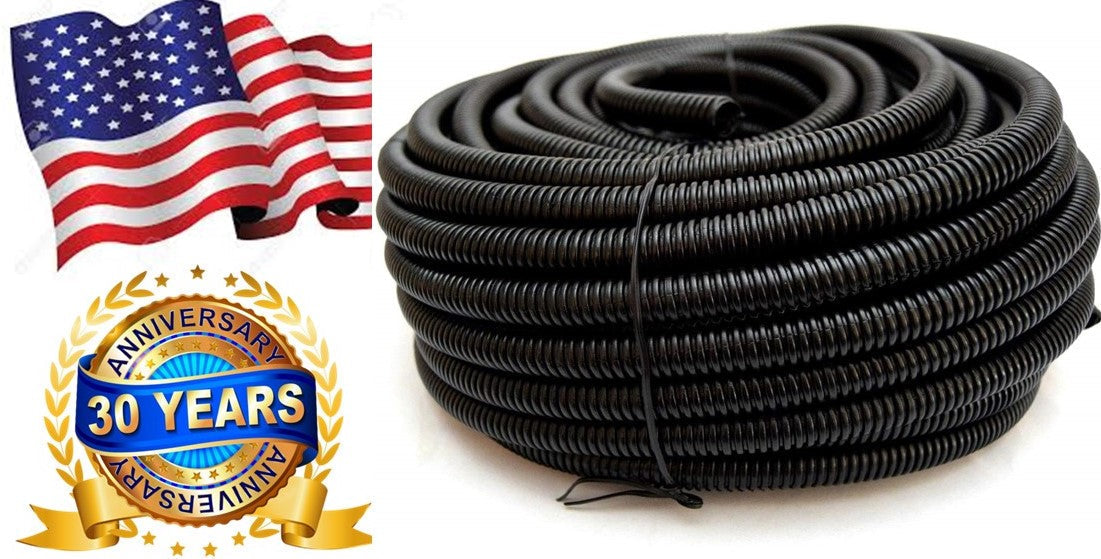Absolute SLT18BK 50' 1/8" 3.18mm Black Split Wire Loom Conduit Tubing Sleeve Tube