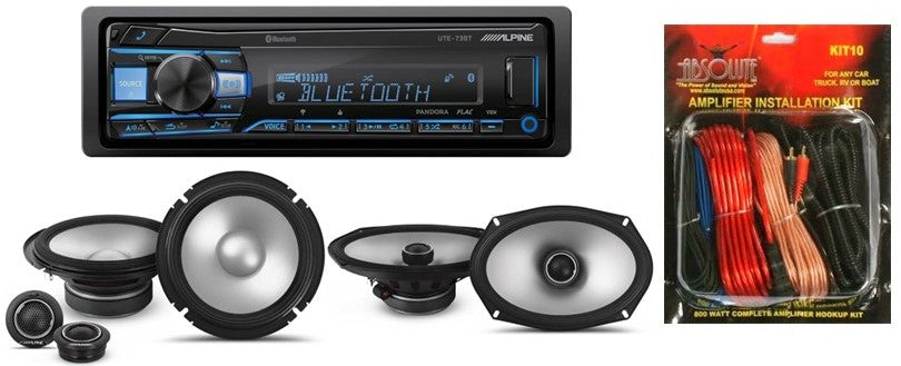Alpine UTE-73BT In-Dash, S2-S65C 6.5" Component, S2-S69 Speakers & KIT10 AMP Kit