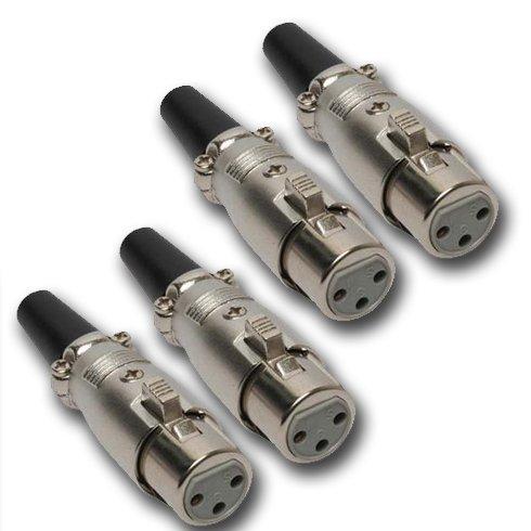 MR DJ XLRFH4 4 XLR Female Head 3 Pin Connector Allows for Speaker Cables