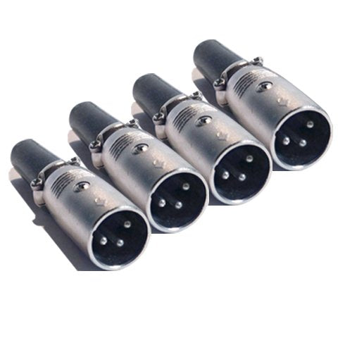 MR DJ XLRMH4 4 3-Pin XLR Male Connector Heads for Audio Microphone & DMX Cable Applications